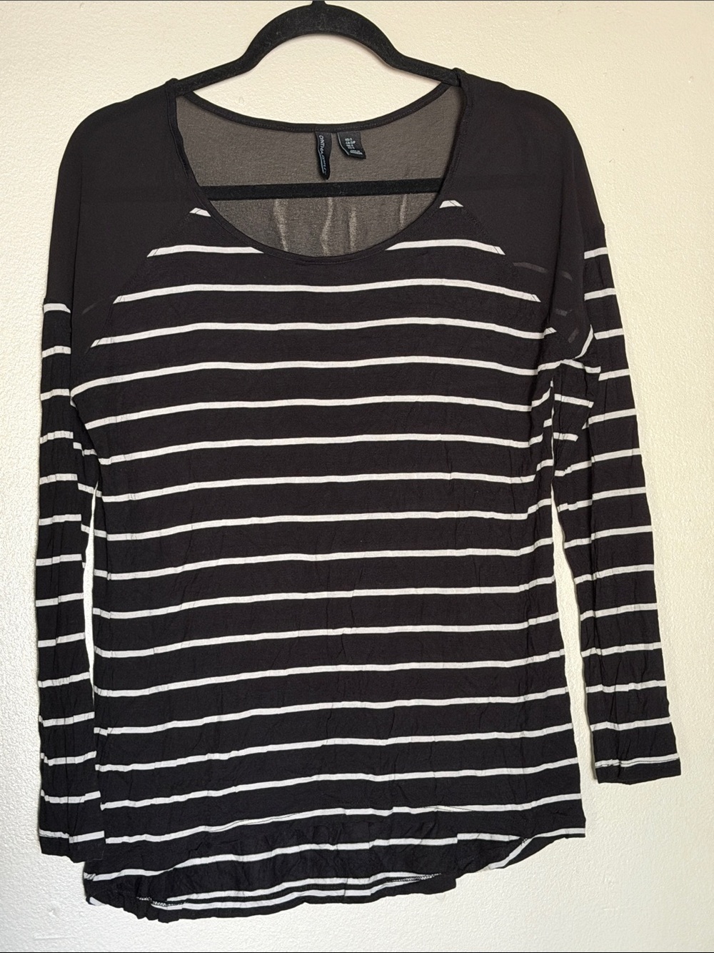 Cynthia Rowley S Black & White Striped Long-Sleeve Tee